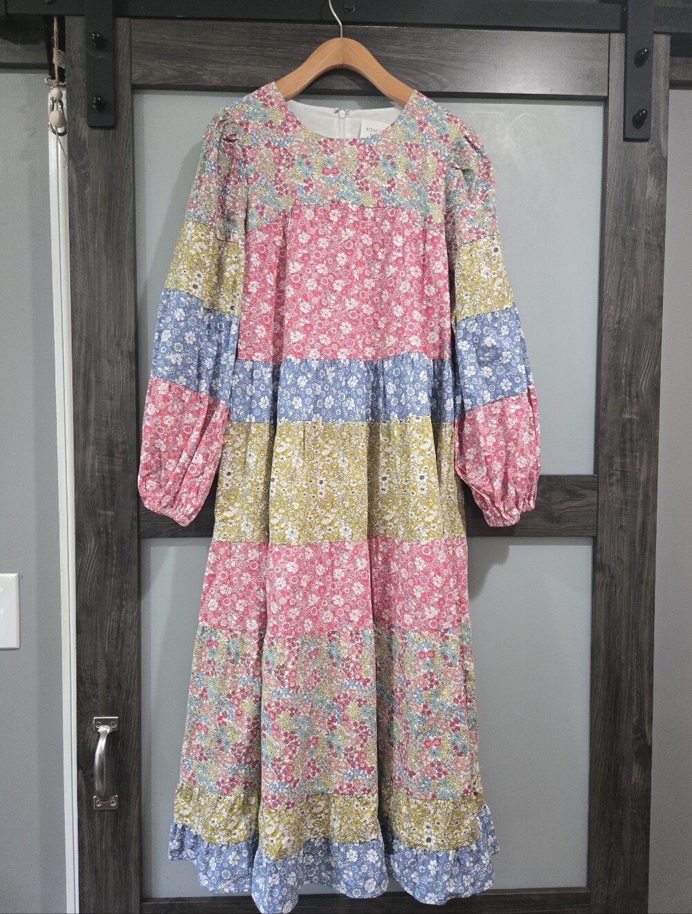 Hyacinth House Peasant Colorblock Floral Midi Dress Tiered boho M - Picture 1 of 7